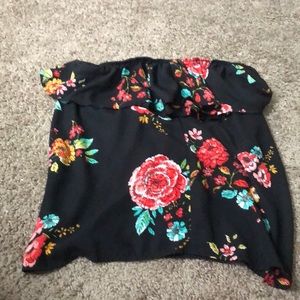 Black floral off the shoulder top